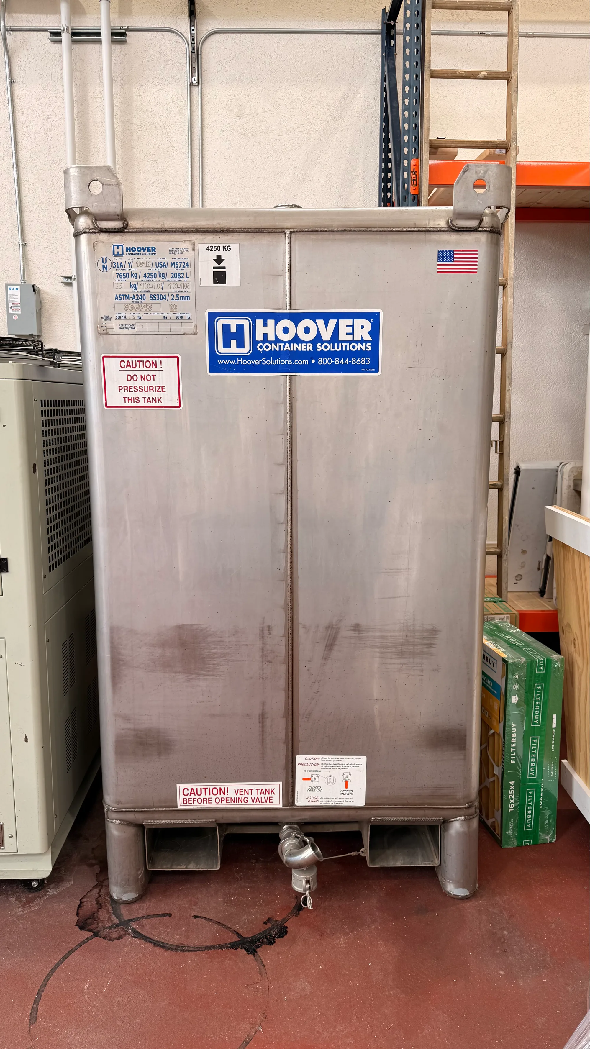 Hoover Container Solutions IBC tank 550 gal (2082L) SS304