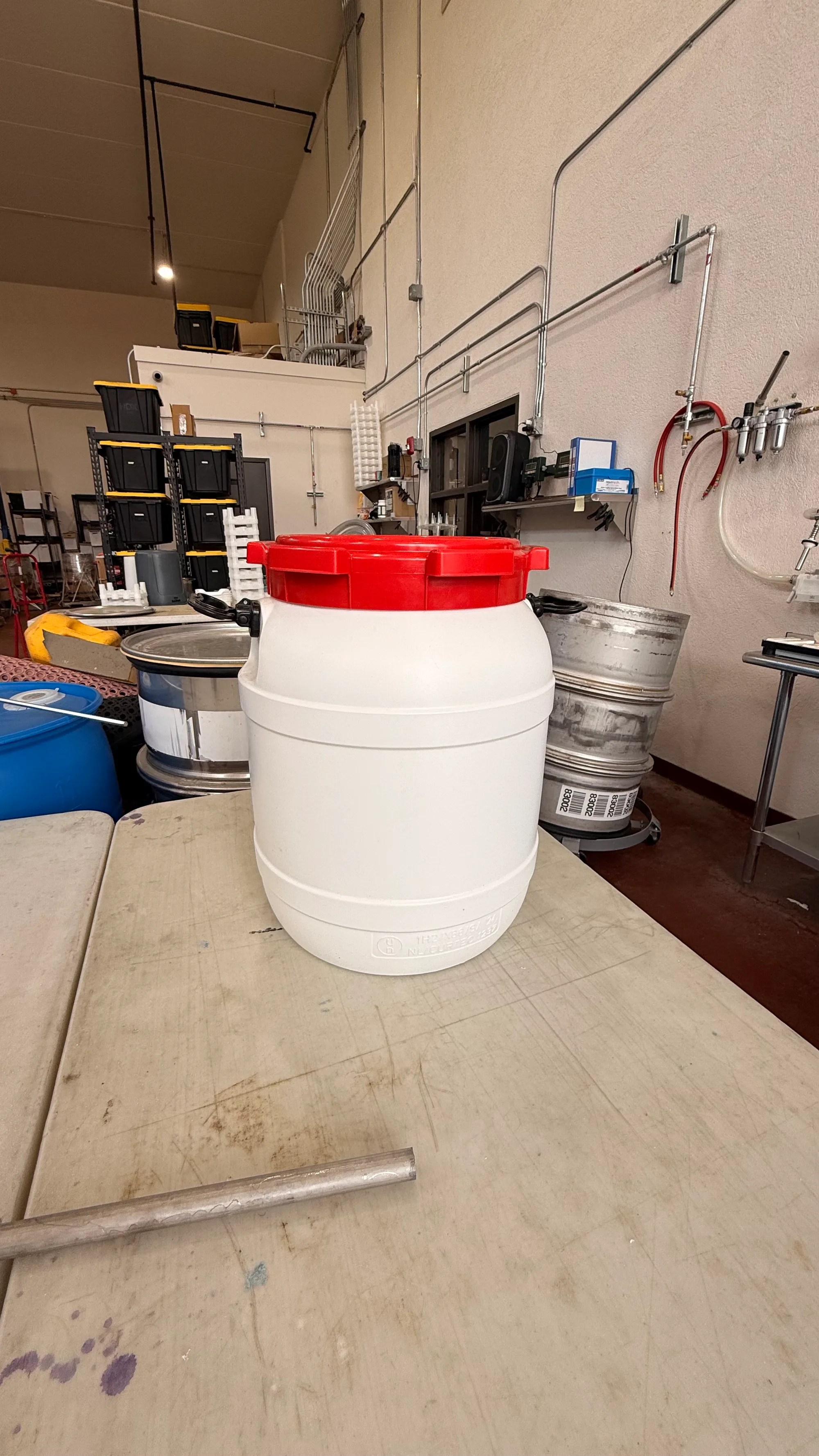 White plastic drums with red lid thumbnail 2