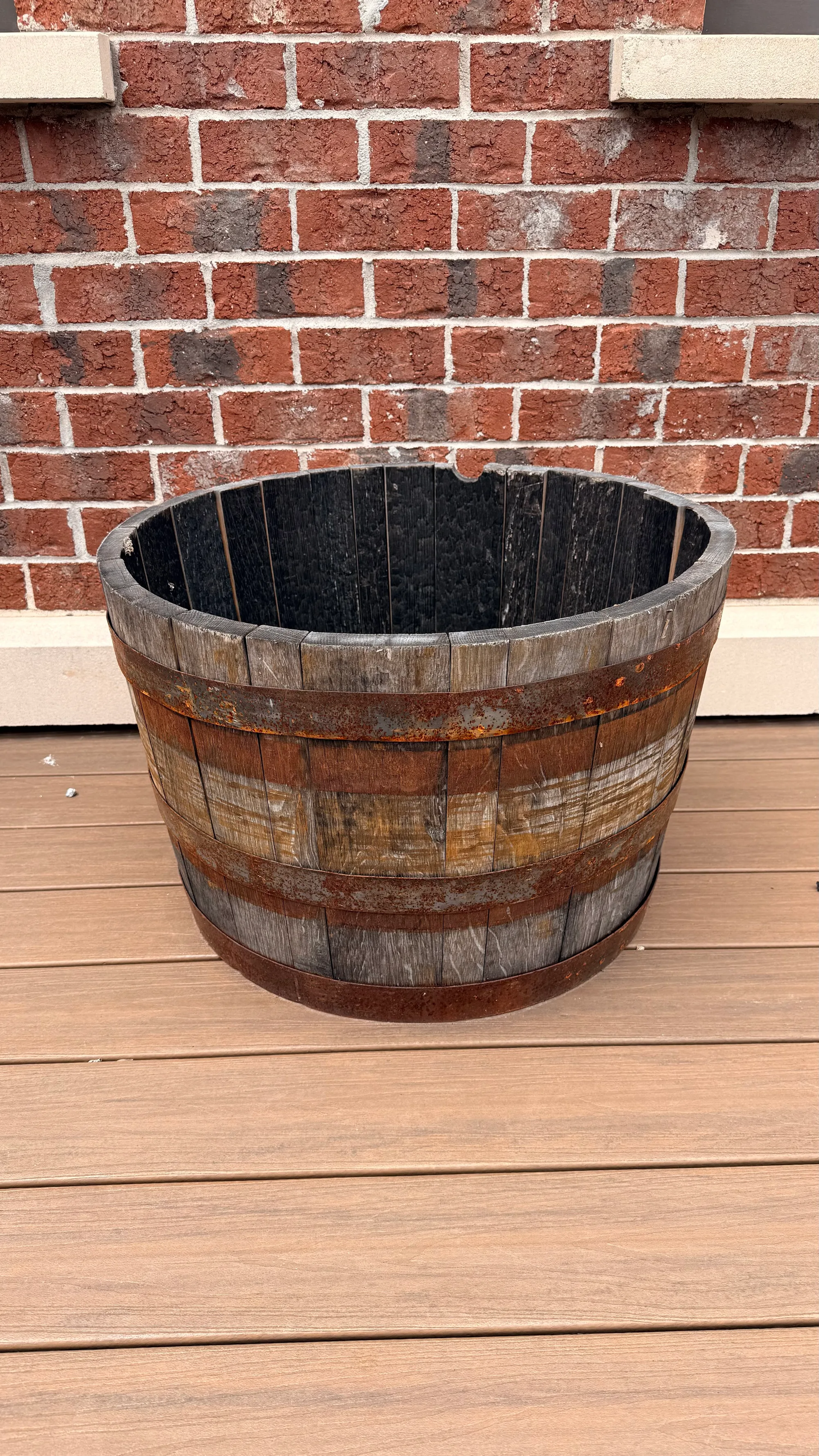 Half-barrel planter (oak whiskey barrel)